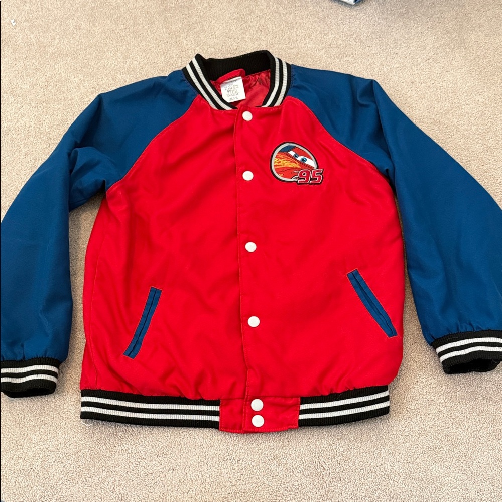Disney Pixar Cars Lightening McQueen #95 Varsity Racing Jacket Kids size 9/10